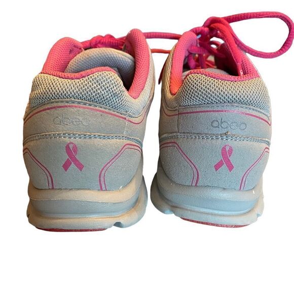 ABEO Lite Sz 8.5 Gray & Pink Mesh Breast Cancer Logo Running Sneakers - Picture 5 of 10